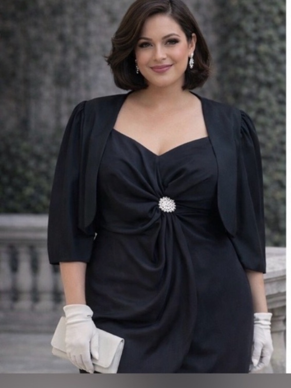 Betsy & Adam Black Dress with White Label